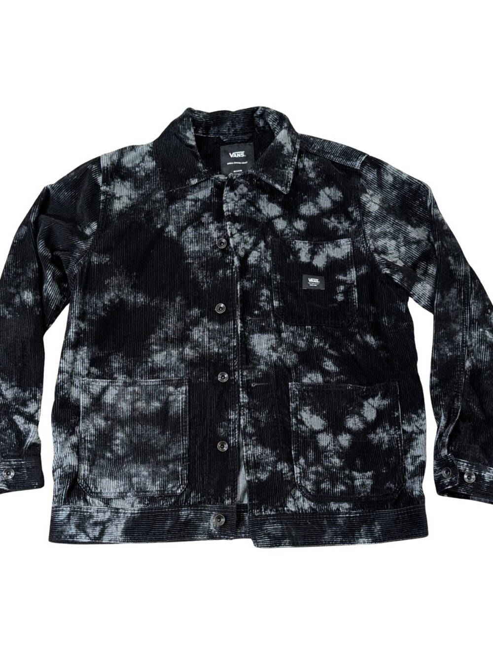 Vans Drill Chore Coat Medium Black Grey Acid Wash Corduroy Jacket